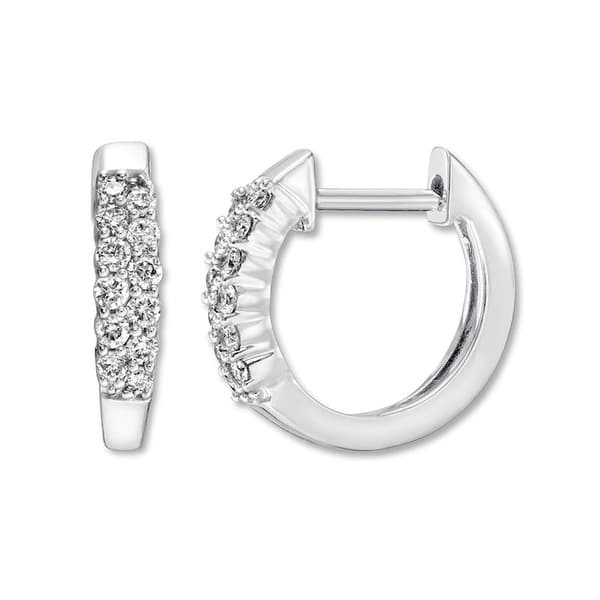Jared Diamond Hoop Earrings 1/4 ct tw Round-cut 10K White Gold 