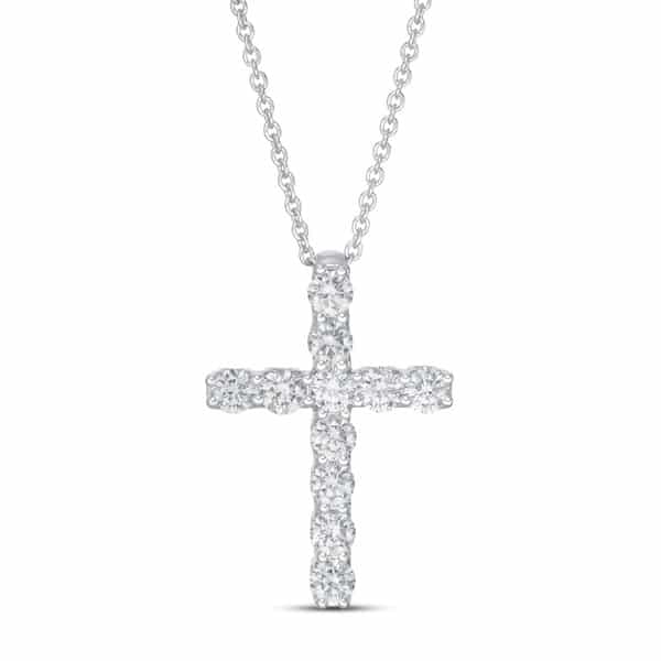 Jared Lab-Created Diamond Cross Necklace 1 ct tw Round 14K White Gold 