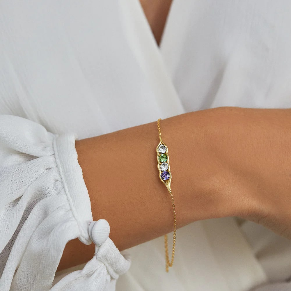 Eve's Addiction Four Birthstone Pea in a Pod Gold Bracelet Review 