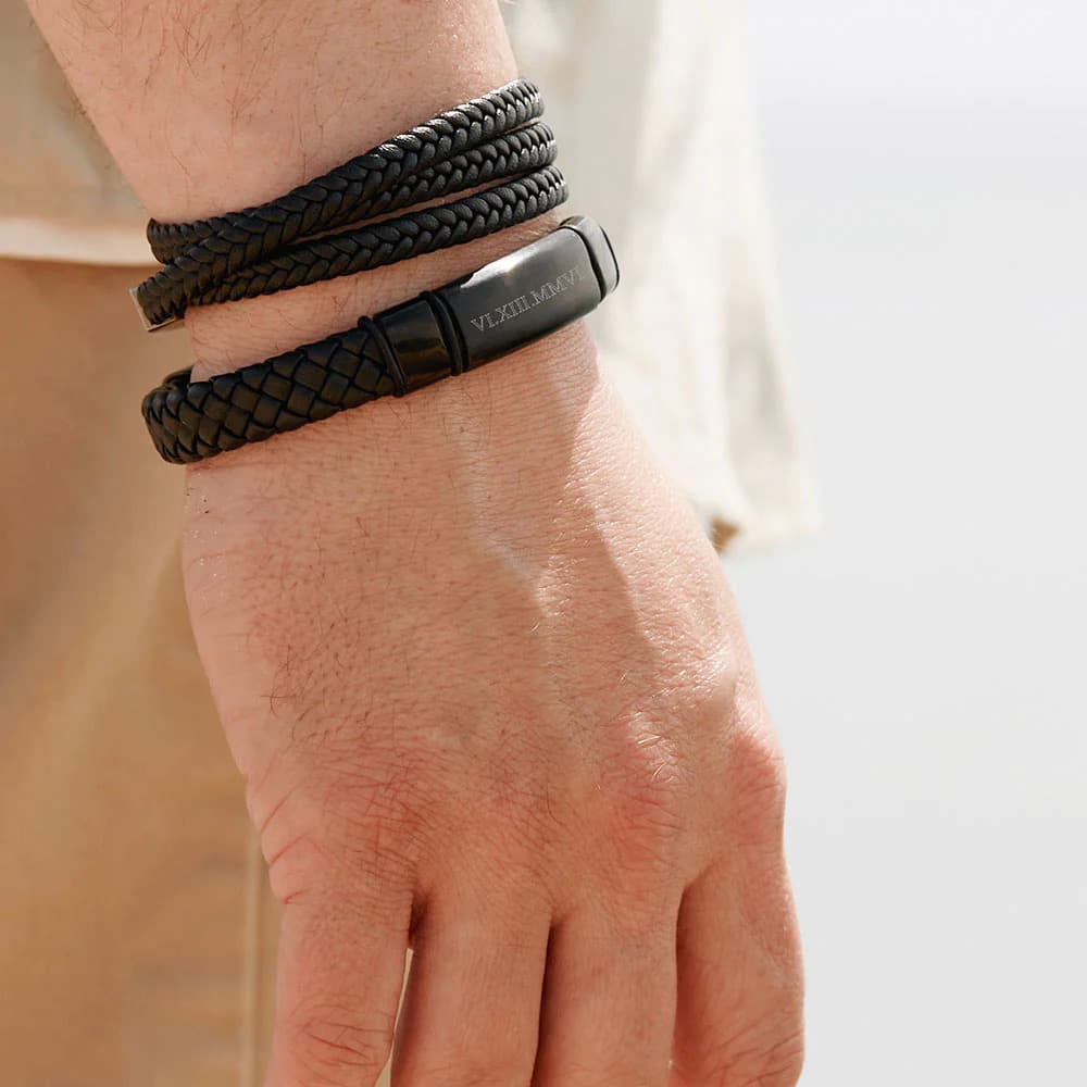 Eve's Addiction Men's Chisel Custom Roman Numeral Matte Black Leather Bracelet Review 