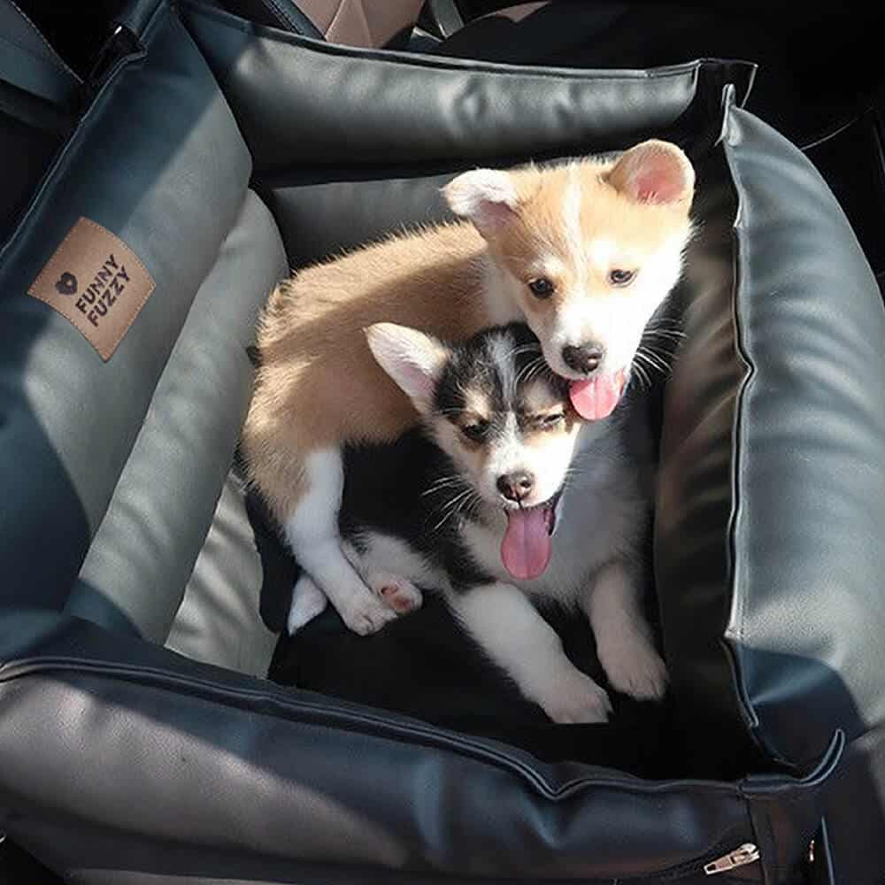 FunnyFuzzy Full Leather Dog Car Seat Bed - Fort Review