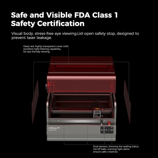 Falcon2 Pro S 40W Enclosed Laser Engraver & Cutter – With Air Assist & Camera, 400x415mm Engraving Area