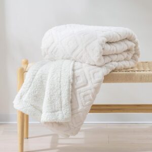Morning Floral Jacquard Soft Sherpa Fleece Throw Blanket main image 1