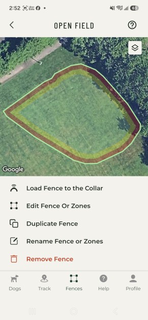 SpotOn Nova app showing the fence for location 1