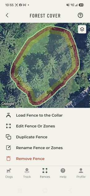 SpotOn Nova app showing the fence for location 2