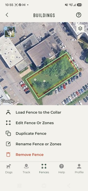 SpotOn Nova app showing the fence for location 3