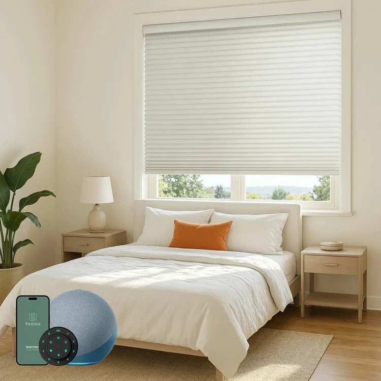 Yoolax Review: Are These Motorized Shades Worth the Custom Order? 4 Yoolax Motorized Cellular Shades, Blackout